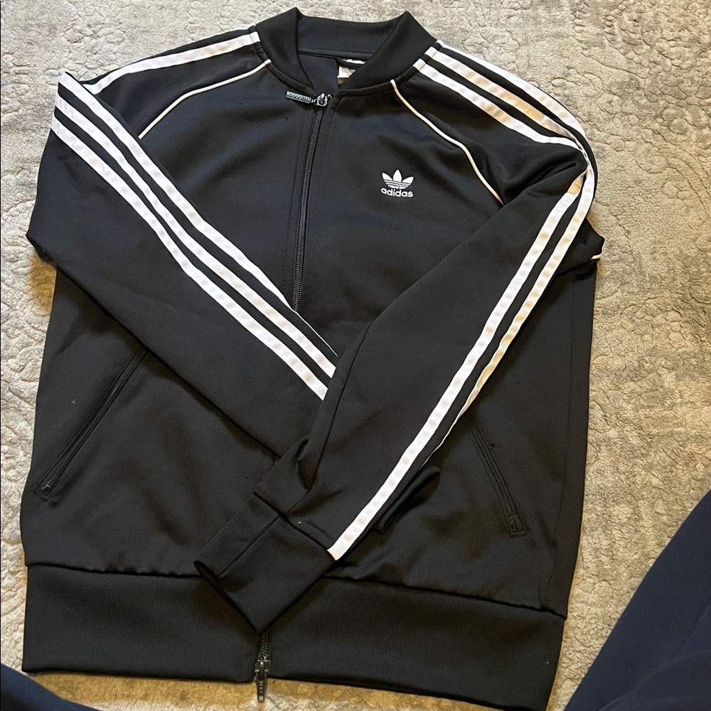 Adidas Black Jacket with White Accents